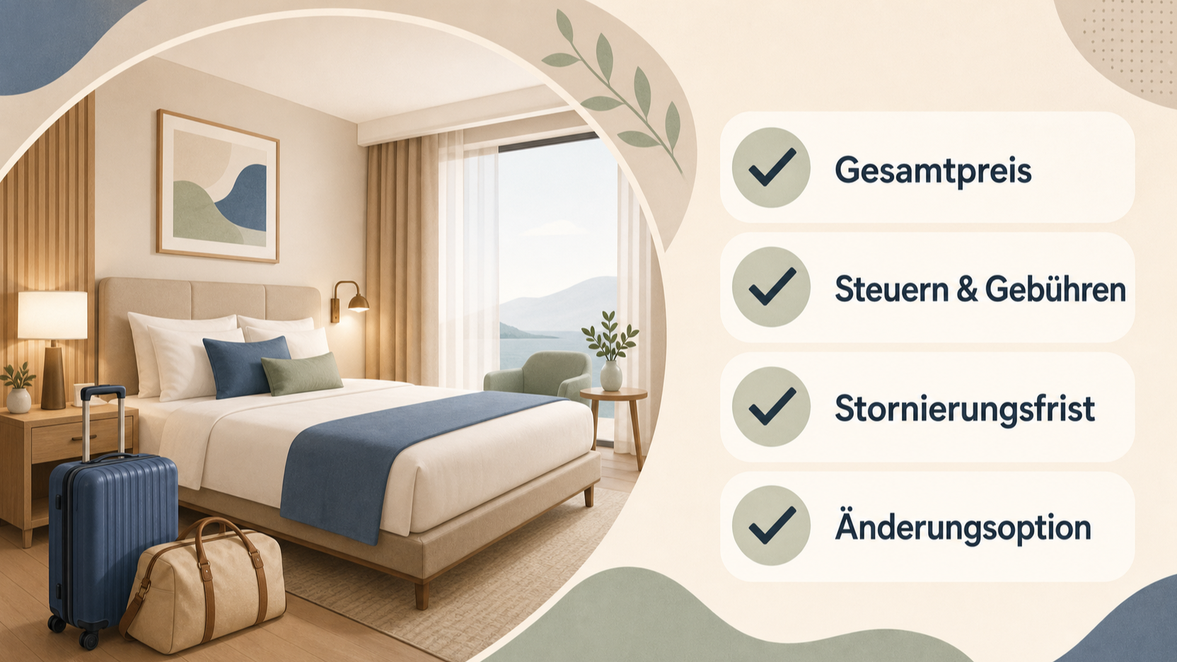 Redaktionelle Illustration zu Hotels günstiger buchen: Timing, Flexibilität und Tarifbedingungen richtig einordnen